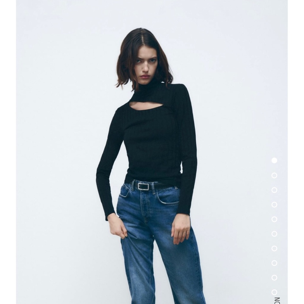 Zara Black Cutout Ribbed Knit Sweater